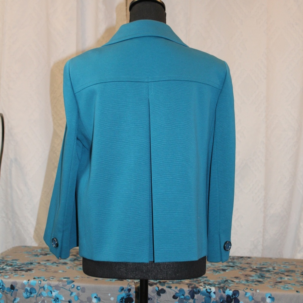 Talbots Teal Button Down Jacket With Fluted Sleeve - image 4